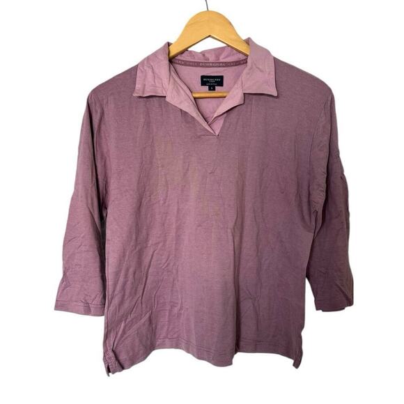 Burberry Golf Long Sleeve Collared Shirt Lavender Plum Size Large Cotton - Picture 2 of 9